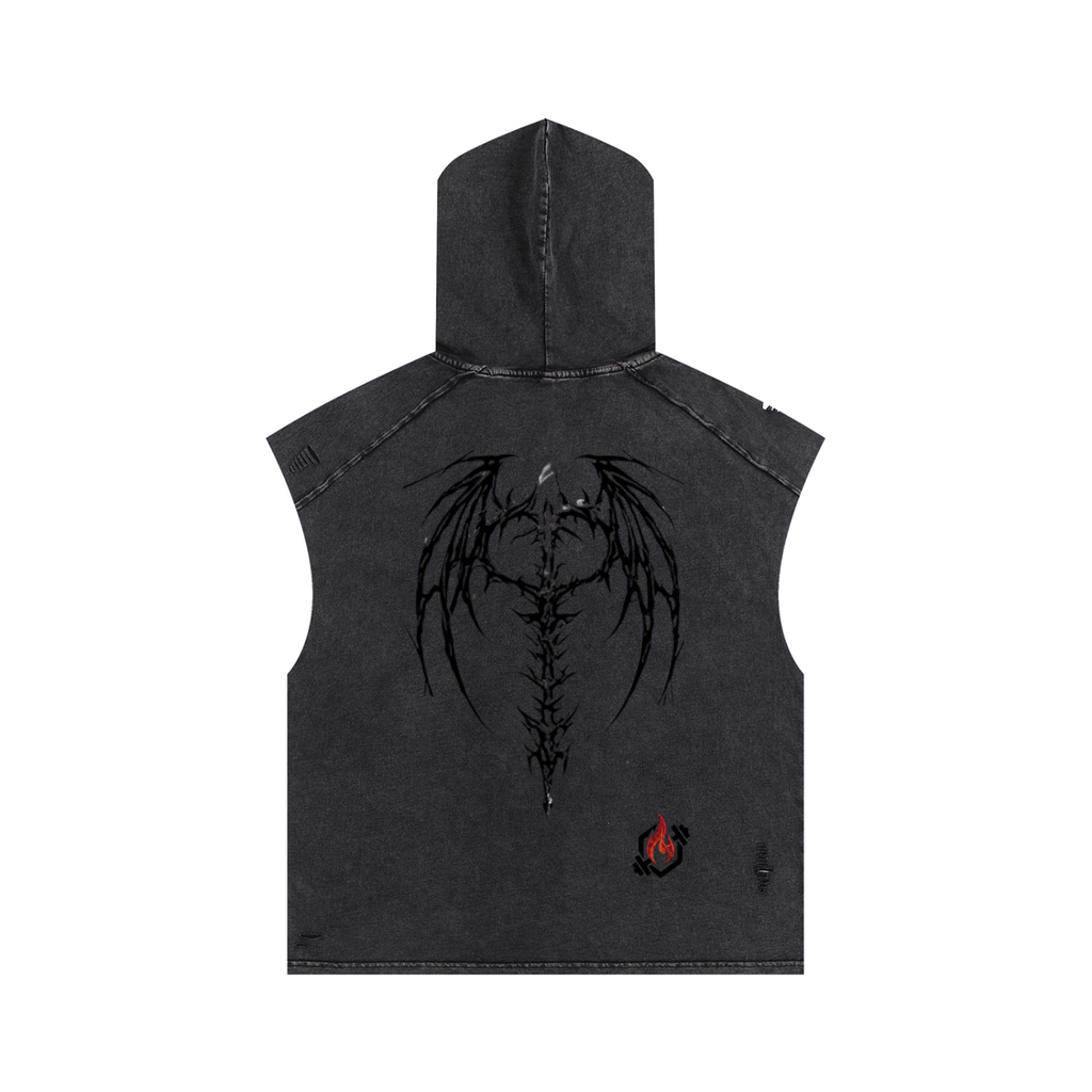 Snow Washed Boxy Hooded Tank Top