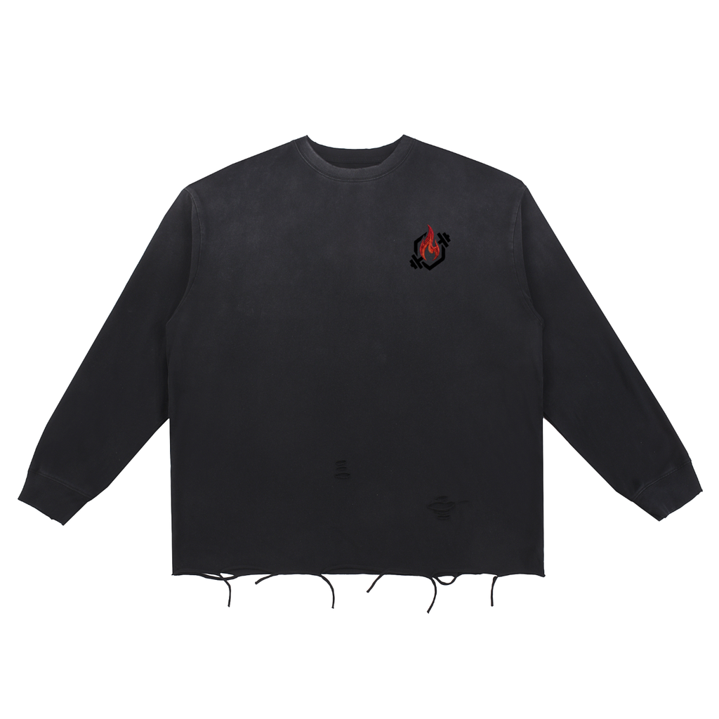 Snow Wash Raw Edge Cotton T-Shirt