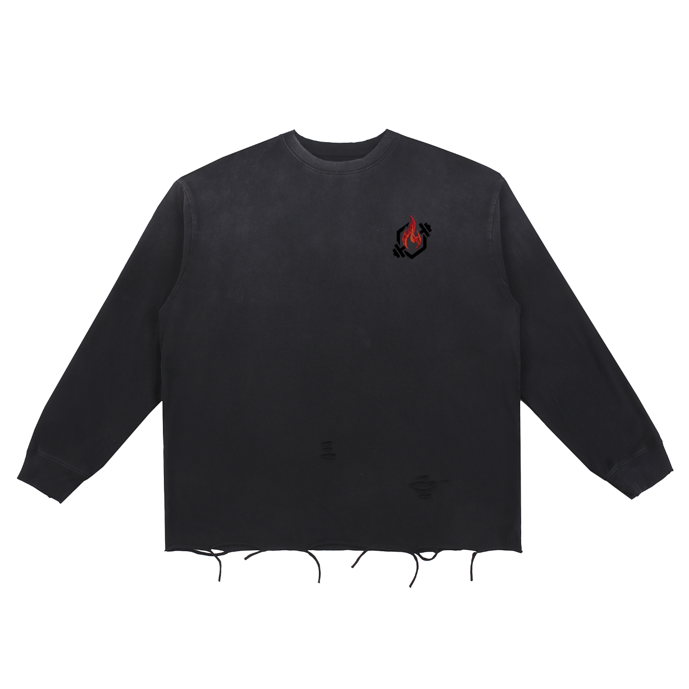 Snow Wash Raw Edge Cotton T-Shirt